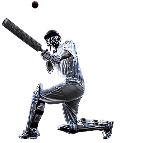 Cricket player swinging bat